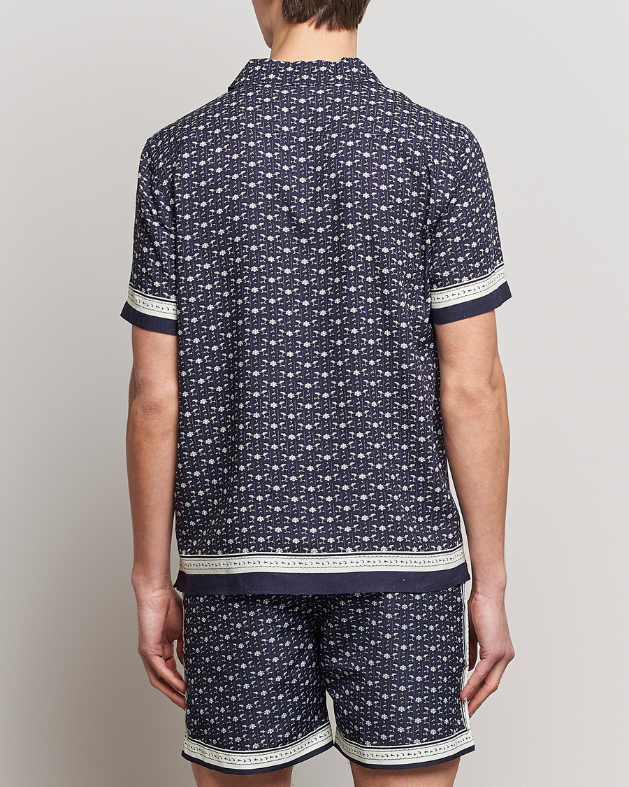 Herr | Skjortor | Orlebar Brown | Hibbert Bandana Viscose/Linen Shirt Dark Sapphire