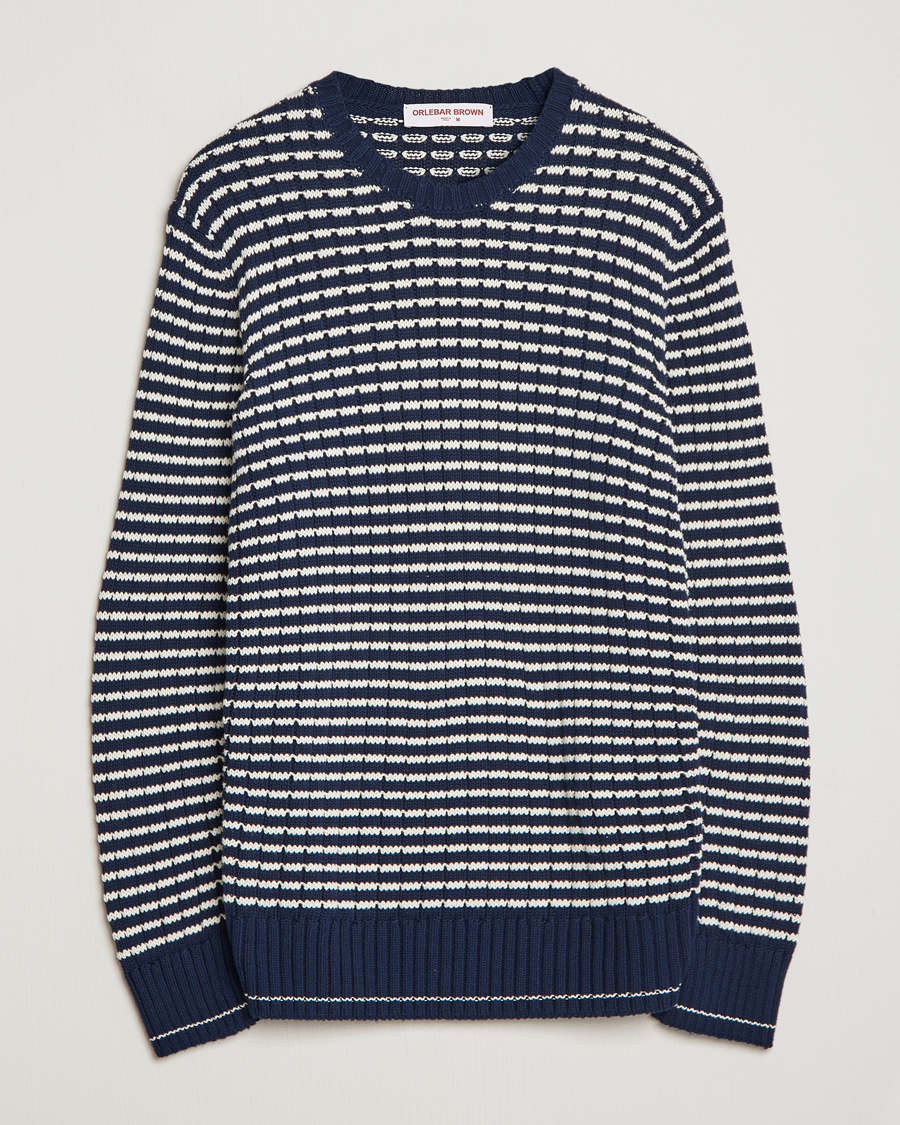 Herr | Tröjor | Orlebar Brown | Lorca Organic Cotton Side Stripe Night Iris/Sea Mist