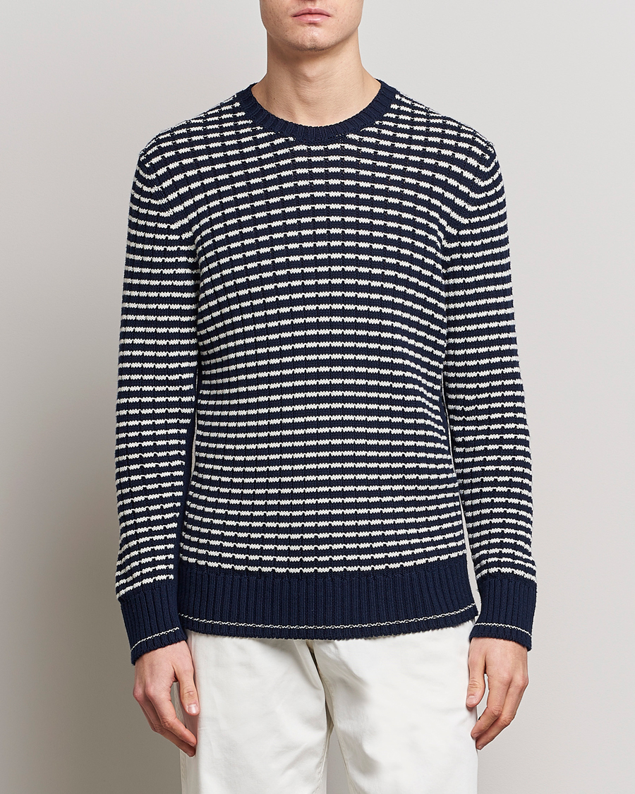 Herr | Tröjor | Orlebar Brown | Lorca Organic Cotton Side Stripe Night Iris/Sea Mist