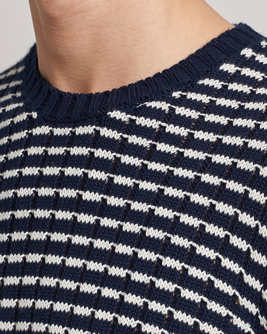 Herr | Tröjor | Orlebar Brown | Lorca Organic Cotton Side Stripe Night Iris/Sea Mist