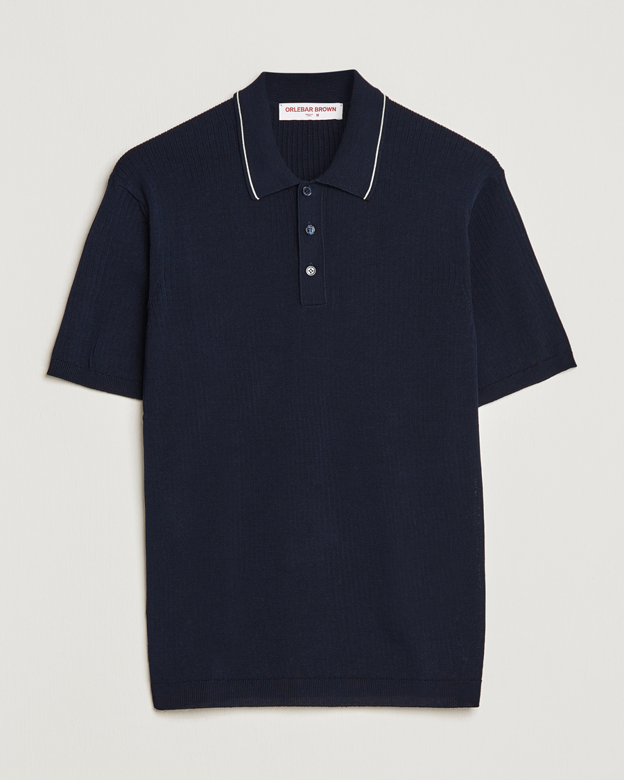 Herr | Pikéer | Orlebar Brown | Maranon Organic Cotton Rib Tipping Polo Night Iris