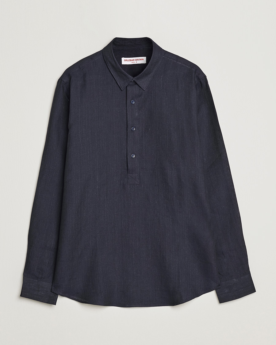 Herr | Skjortor | Orlebar Brown | Percy Smart Linen Shirt Dark Navy