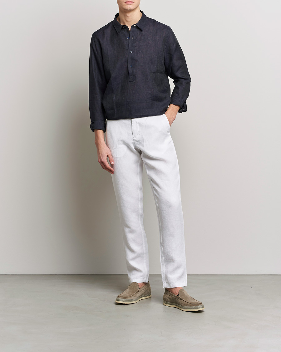 Herr | Skjortor | Orlebar Brown | Percy Smart Linen Shirt Dark Navy