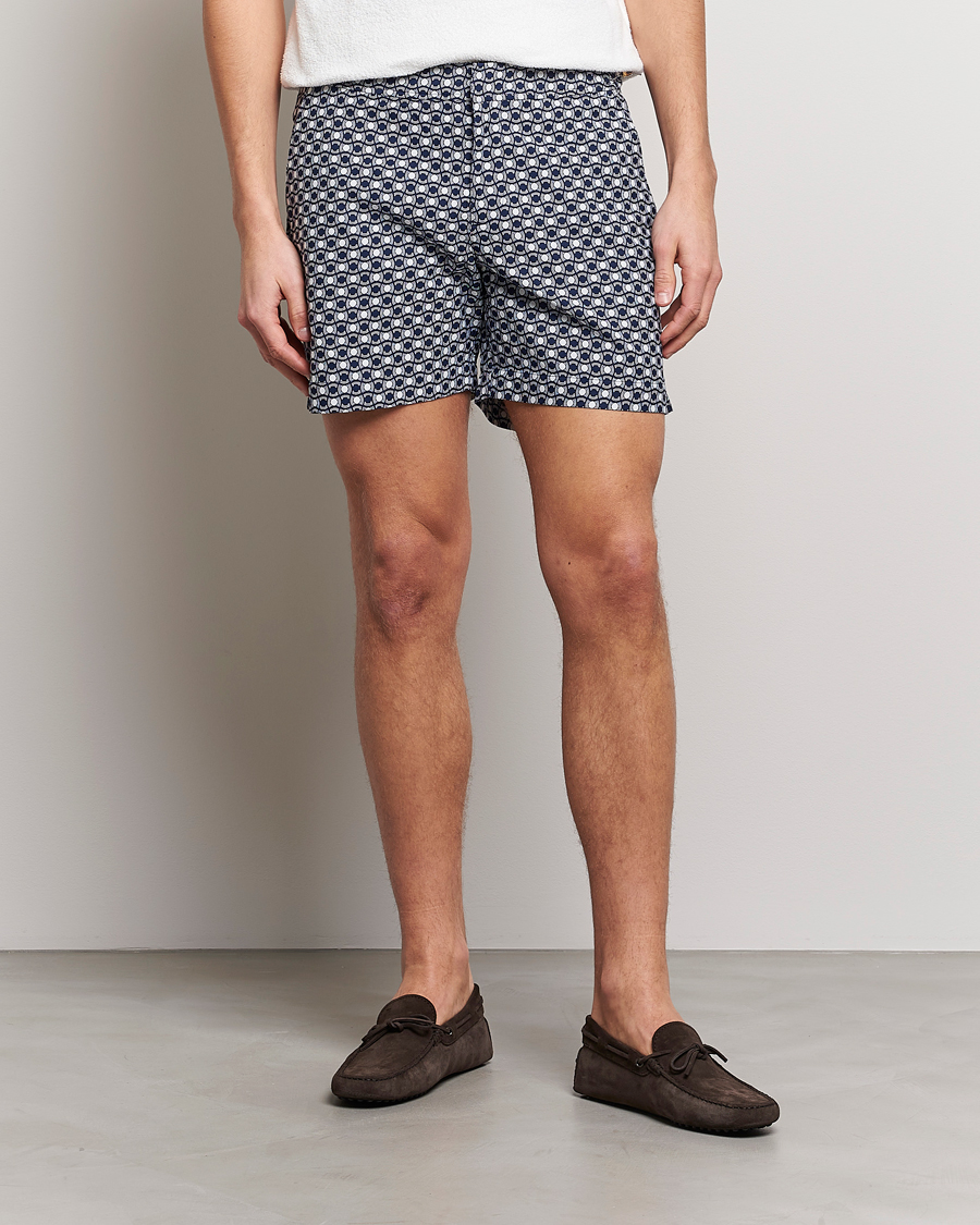 Herr | Badbyxor | Orlebar Brown | Bulldog Tela Jacquard Swimshorts Night Iris