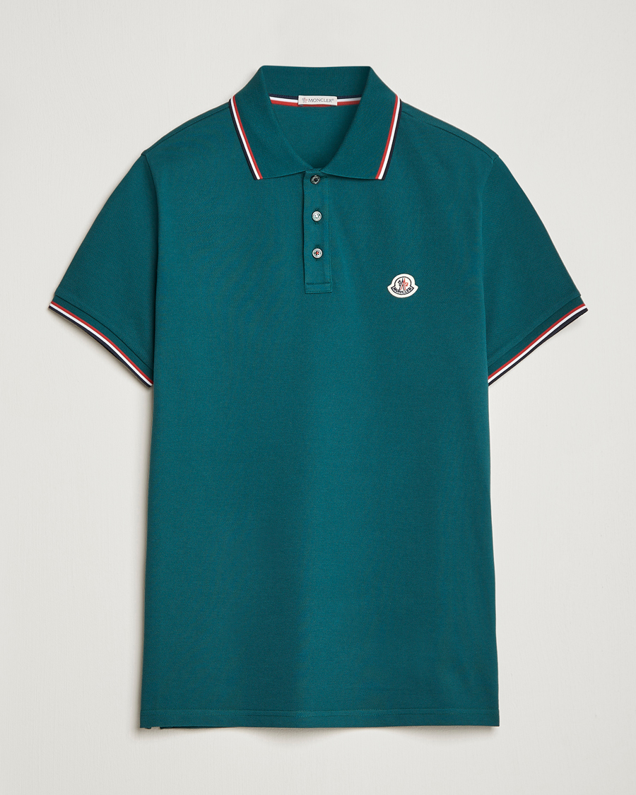 Herr | Pikéer | Moncler | Contrast Rib Polo Bottle Green