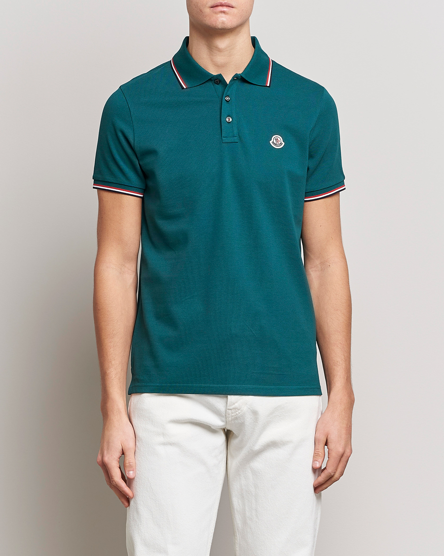Herr | Pikéer | Moncler | Contrast Rib Polo Bottle Green