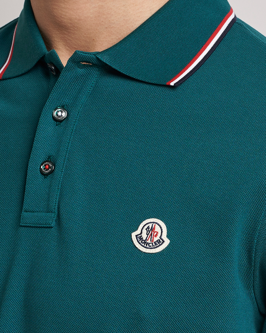 Herr | Pikéer | Moncler | Contrast Rib Polo Bottle Green