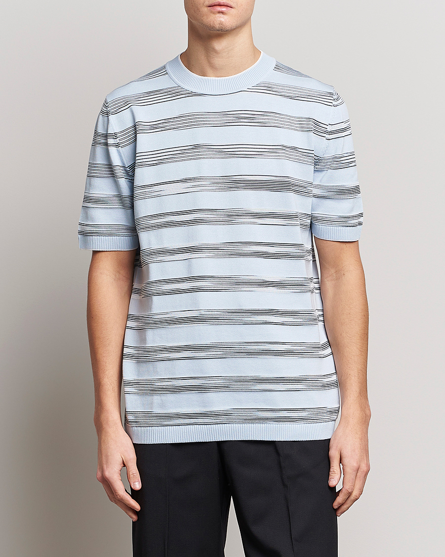 Herr | T-Shirts | Missoni | Knitted Space Dye T-Shirt Light Blue