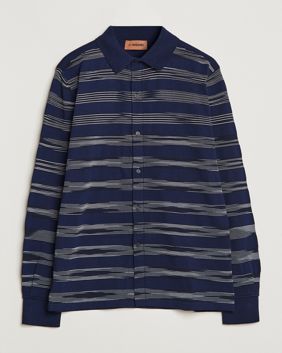 Herr | Skjortor | Missoni | Space Dye Knitted Shirt Black/Navy