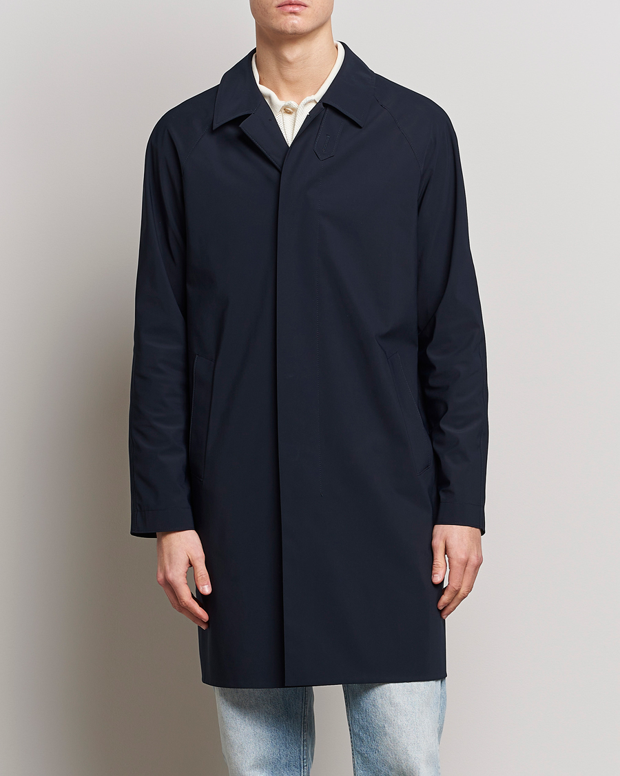 Herr | Rockar | Harris Wharf London | Light Technic Balmacaan Coat Dark Blue