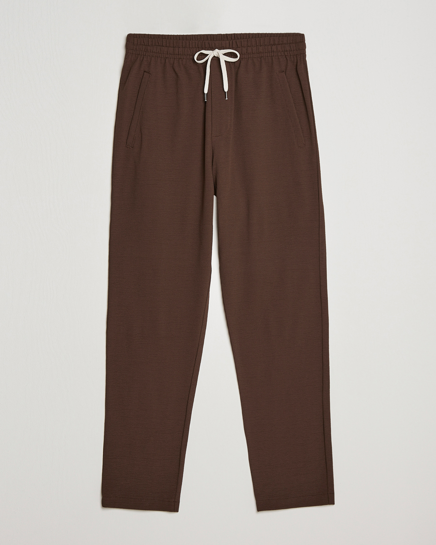 Herr | Byxor | Harris Wharf London | Coolmax Seersucker Trouser Brown