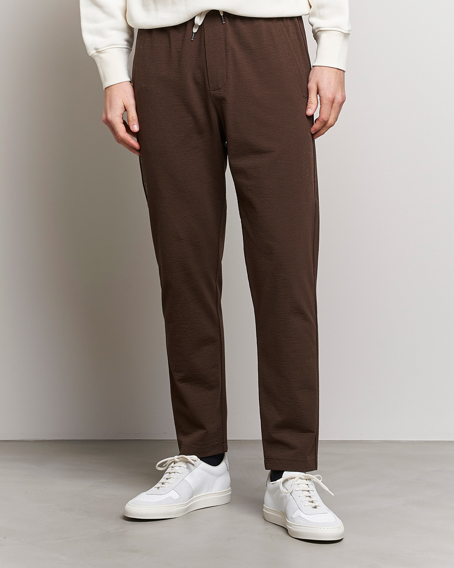 Herr | Byxor | Harris Wharf London | Coolmax Seersucker Trouser Brown