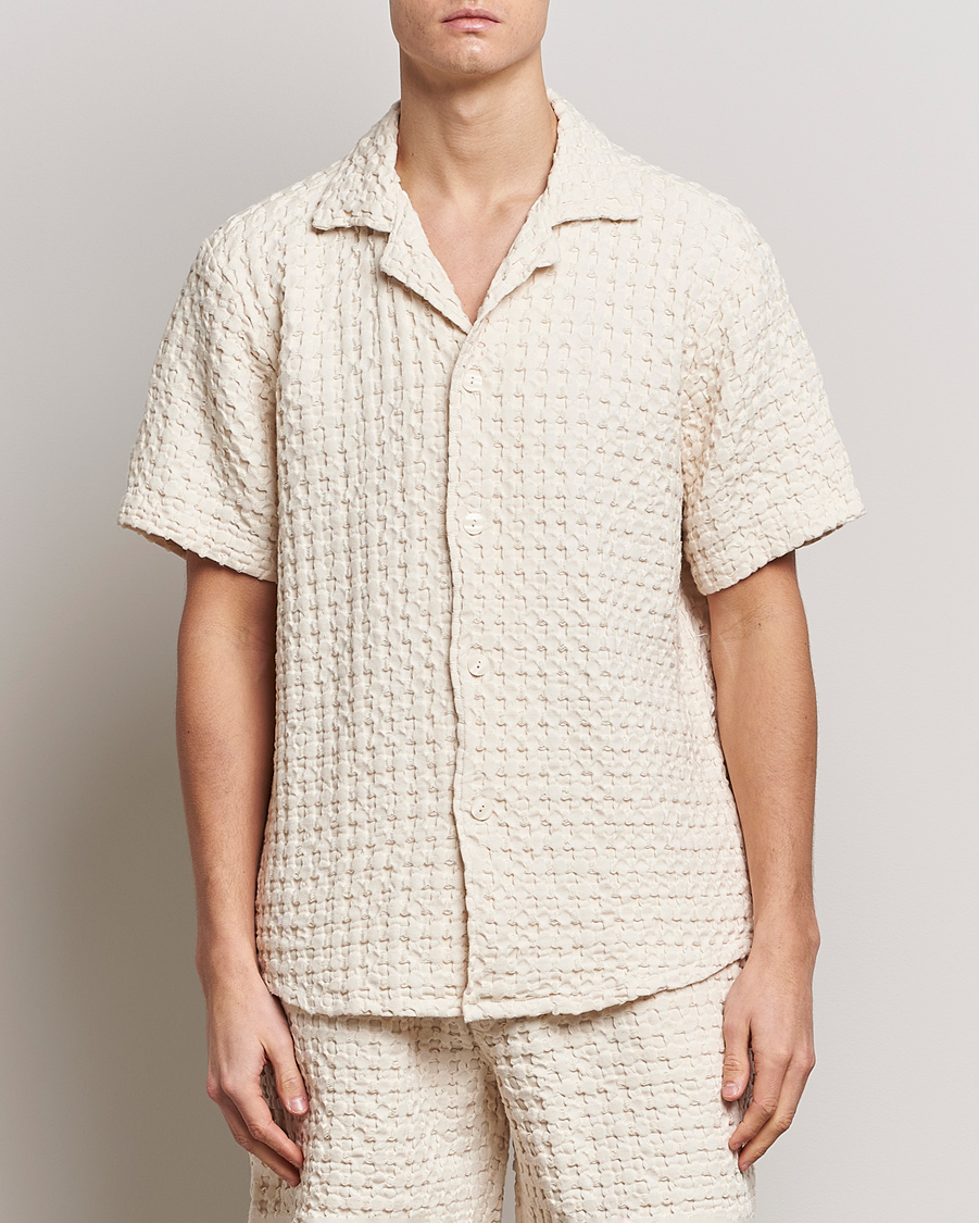 Herr | Kortärmade skjortor | OAS | Cuba Waffle Shirt Ecru