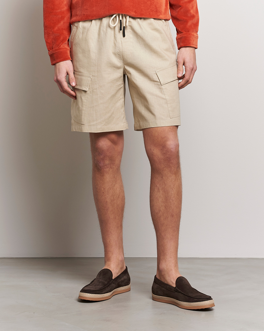 Herr | Cargoshorts | OAS | Cargo Linen Shorts Beige