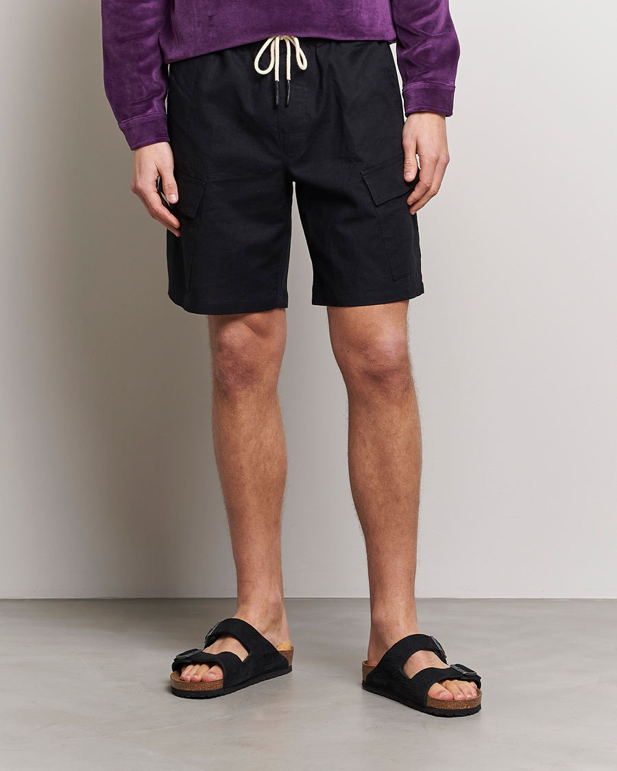 Herr | Shorts | OAS | Cargo Linen Shorts Black