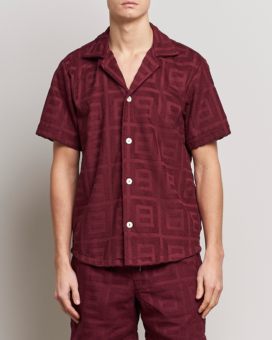 Herr | Skjortor | OAS | Terry Cuba Short Sleeve Shirt Burgundy