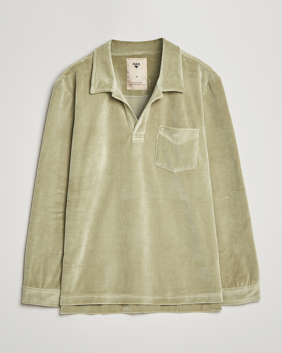 Herr | Skjortor | OAS | Long Sleeve Velour Shirt Washed Green