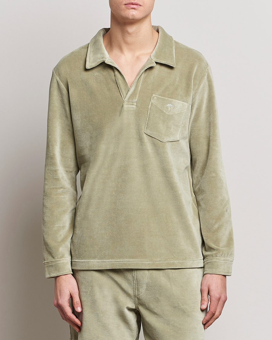 Herr | Skjortor | OAS | Long Sleeve Velour Shirt Washed Green