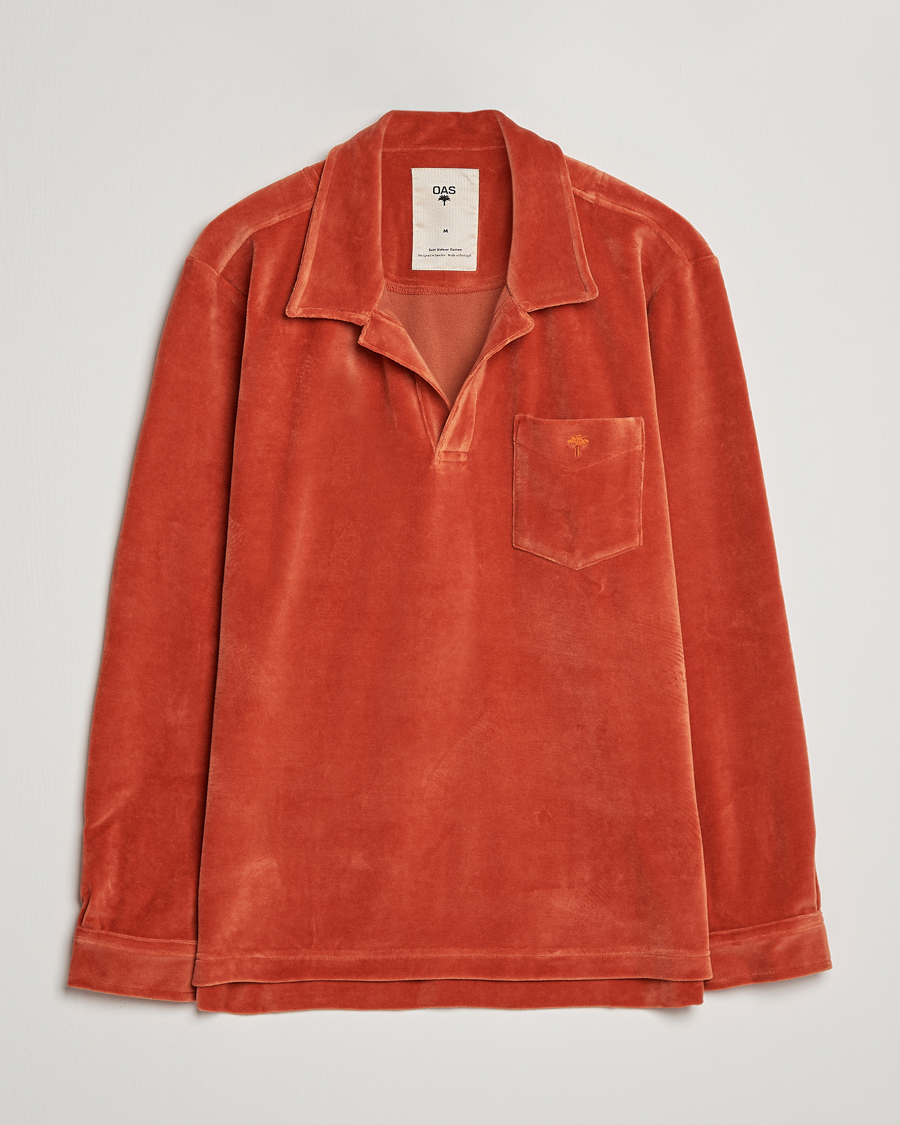 Herr | Skjortor | OAS | Long Sleeve Velour Shirt Burnt Orange