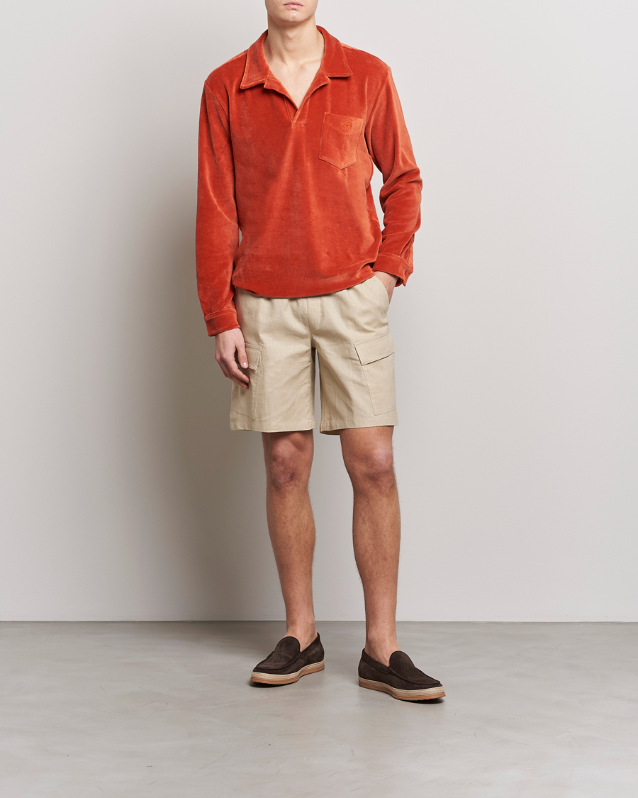 Herr | Skjortor | OAS | Long Sleeve Velour Shirt Burnt Orange