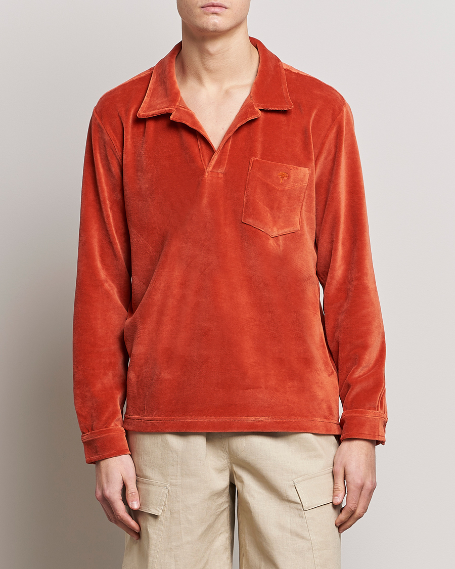 Herr | Skjortor | OAS | Long Sleeve Velour Shirt Burnt Orange