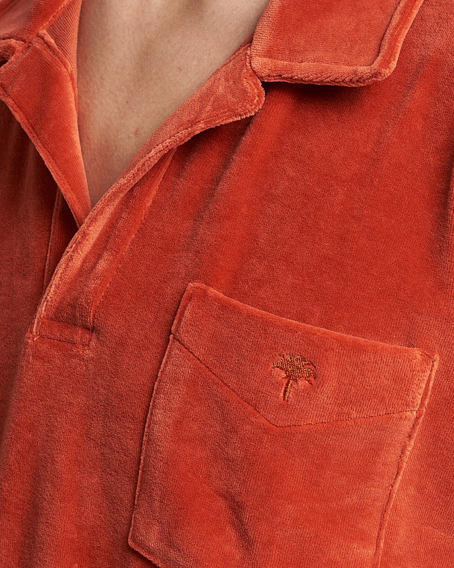 Herr | Skjortor | OAS | Long Sleeve Velour Shirt Burnt Orange