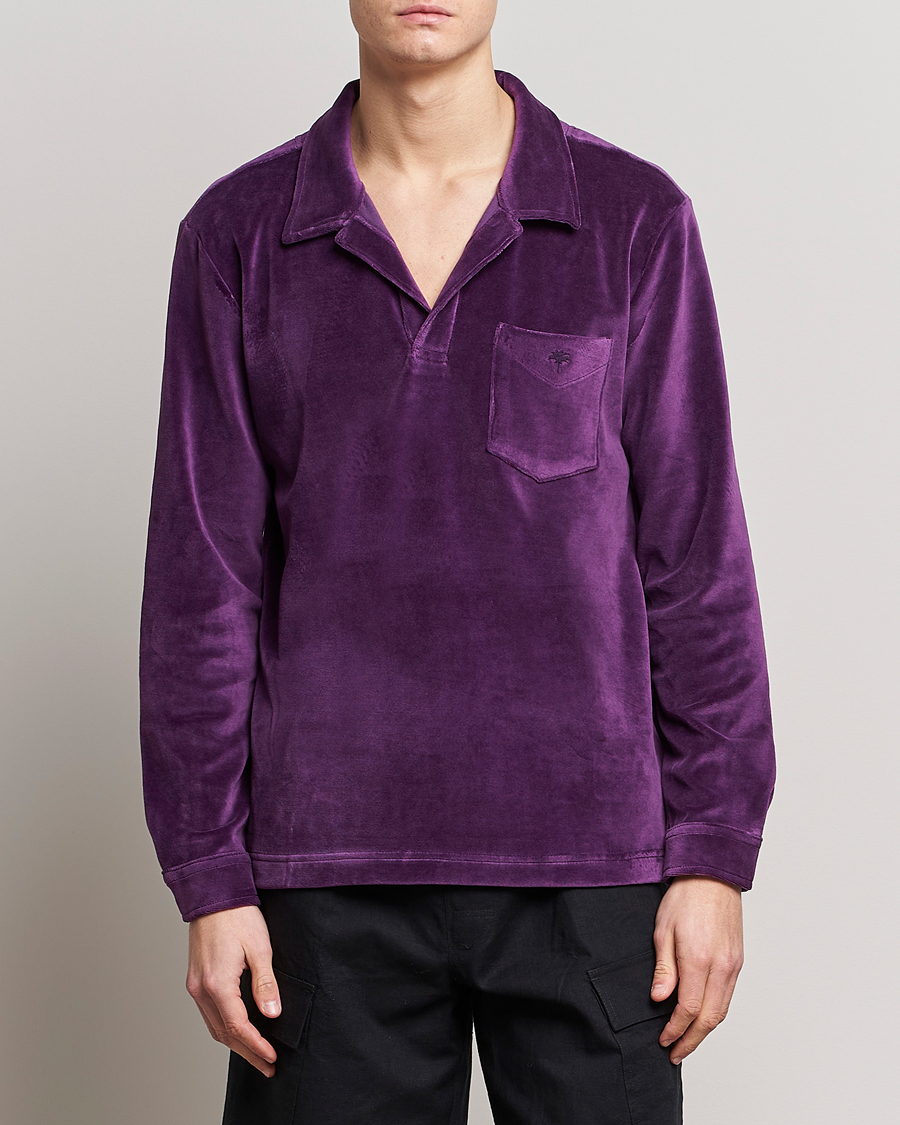 Herr | Skjortor | OAS | Long Sleeve Velour Shirt Purple