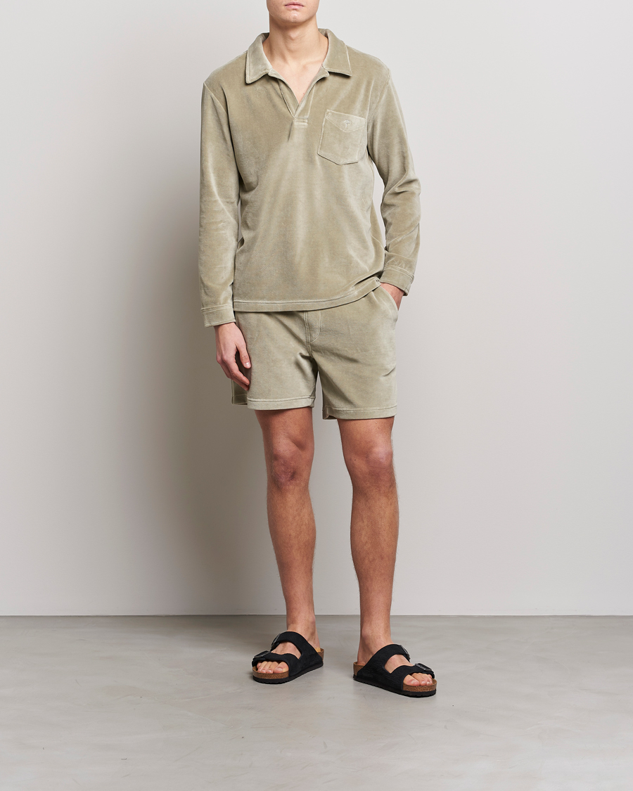Herr | Shorts | OAS | Drawstring Velour Shorts Washed Grey
