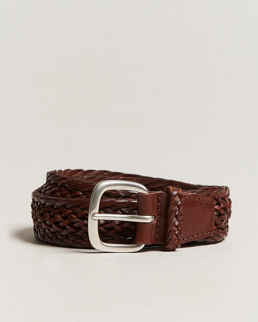 Herr | Orciani Braided Leather Belt 3,5 cm Cognac | Orciani | Braided Leather Belt 3,5 cm Cognac