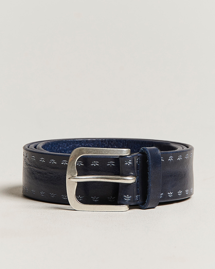Herr | Orciani Hand Painted Leather Belt Navy | Orciani | Hand Painted Leather Belt Navy