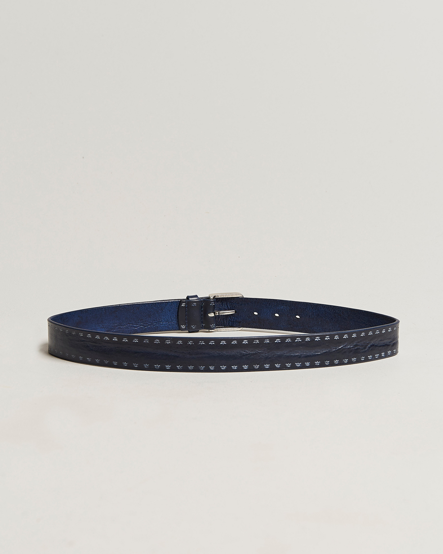 Herr | Orciani Hand Painted Leather Belt Navy | Orciani | Hand Painted Leather Belt Navy