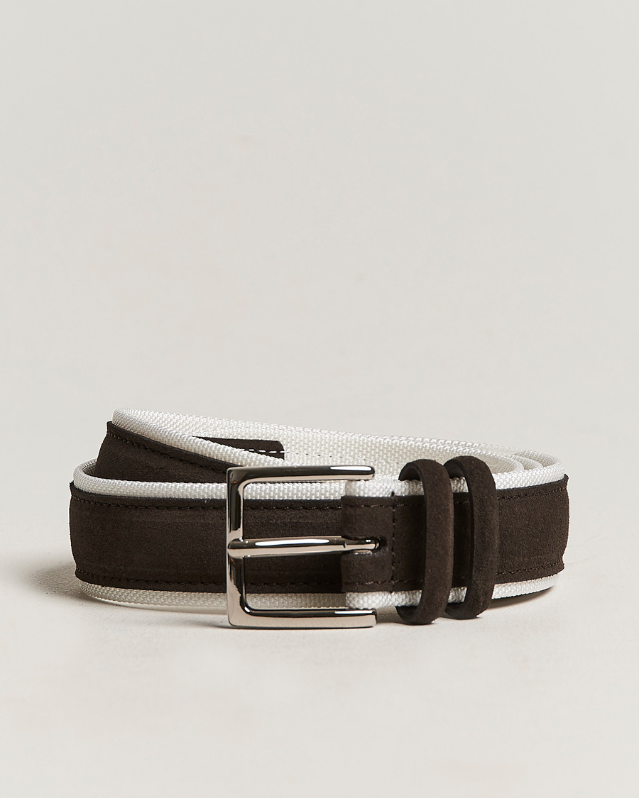 Herr | Orciani Amalfi Suede/Canvas Belt Dark Brown | Orciani | Amalfi Suede/Canvas Belt Dark Brown