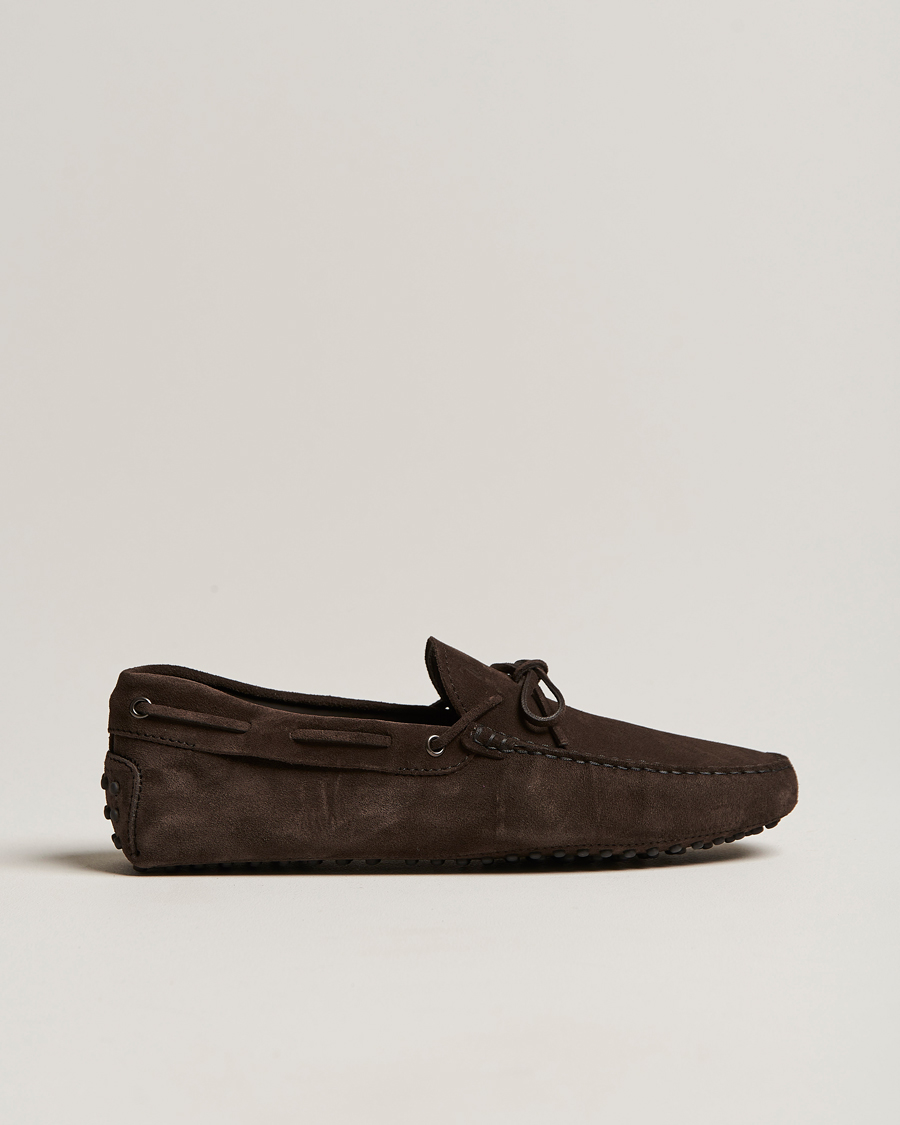 Herr | Tod's Laccetto Gommino Carshoe Dark Brown Suede | Tod's | Laccetto Gommino Carshoe Dark Brown Suede