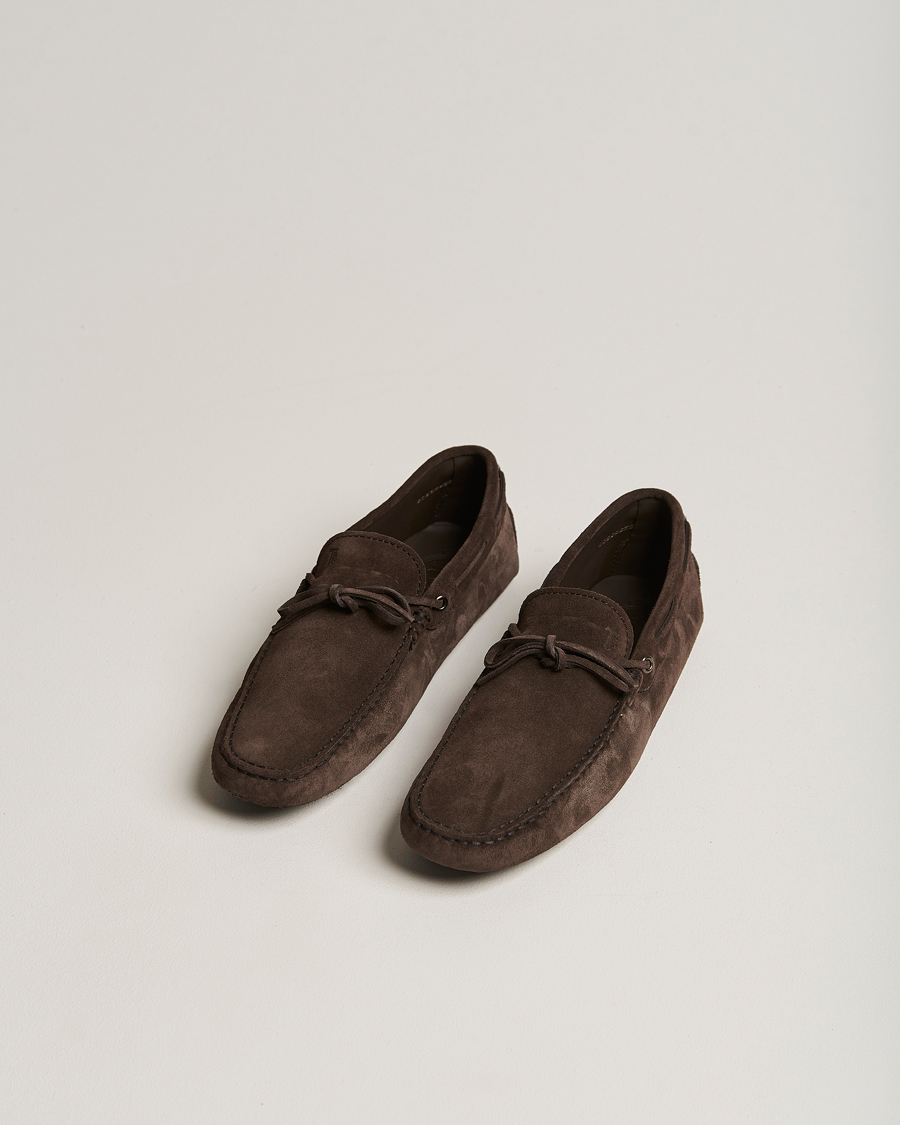 Herr | Tod's Laccetto Gommino Carshoe Dark Brown Suede | Tod's | Laccetto Gommino Carshoe Dark Brown Suede