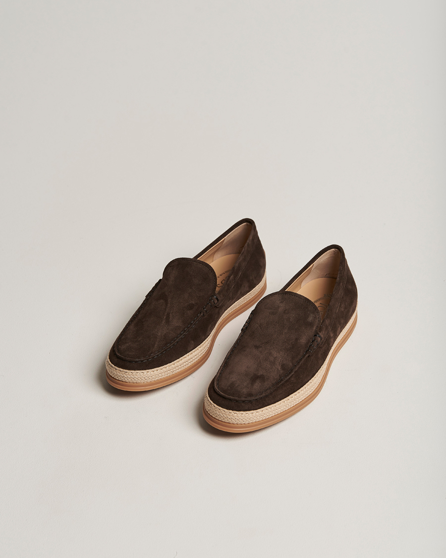 Herr | | Tod's | Raffia Loafers Dark Brown Suede