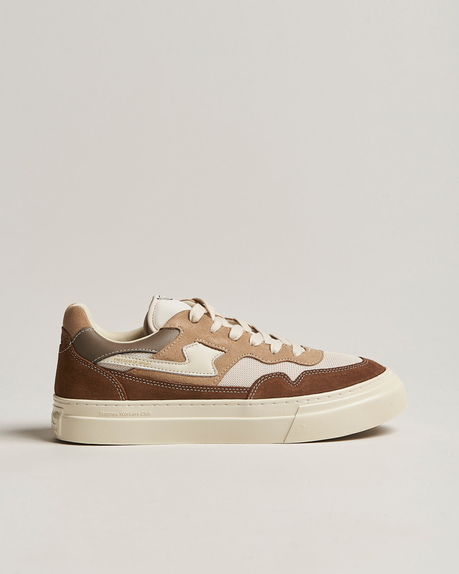 Herr | Stepney Workers Club Pearl S-Strike Suede Mixed Sneaker Bark | Stepney Workers Club | Pearl S-Strike Suede Mixed Sneaker Bark