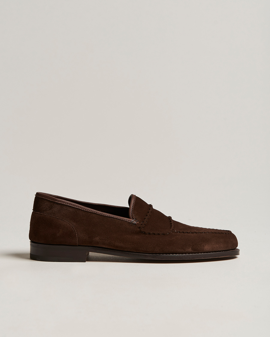 Herr | John Lobb Bath Glove Suede Loafers Dark Brown | John Lobb | Bath Glove Suede Loafers Dark Brown
