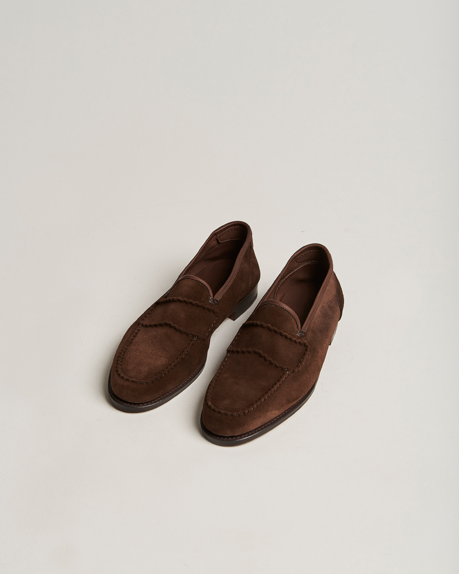 Herr | John Lobb Bath Glove Suede Loafers Dark Brown | John Lobb | Bath Glove Suede Loafers Dark Brown