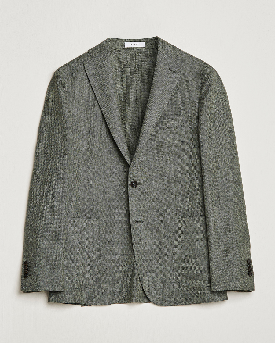 Herr | Kavajer | Boglioli | K Jacket Wool Hopsack Blazer Sage Green