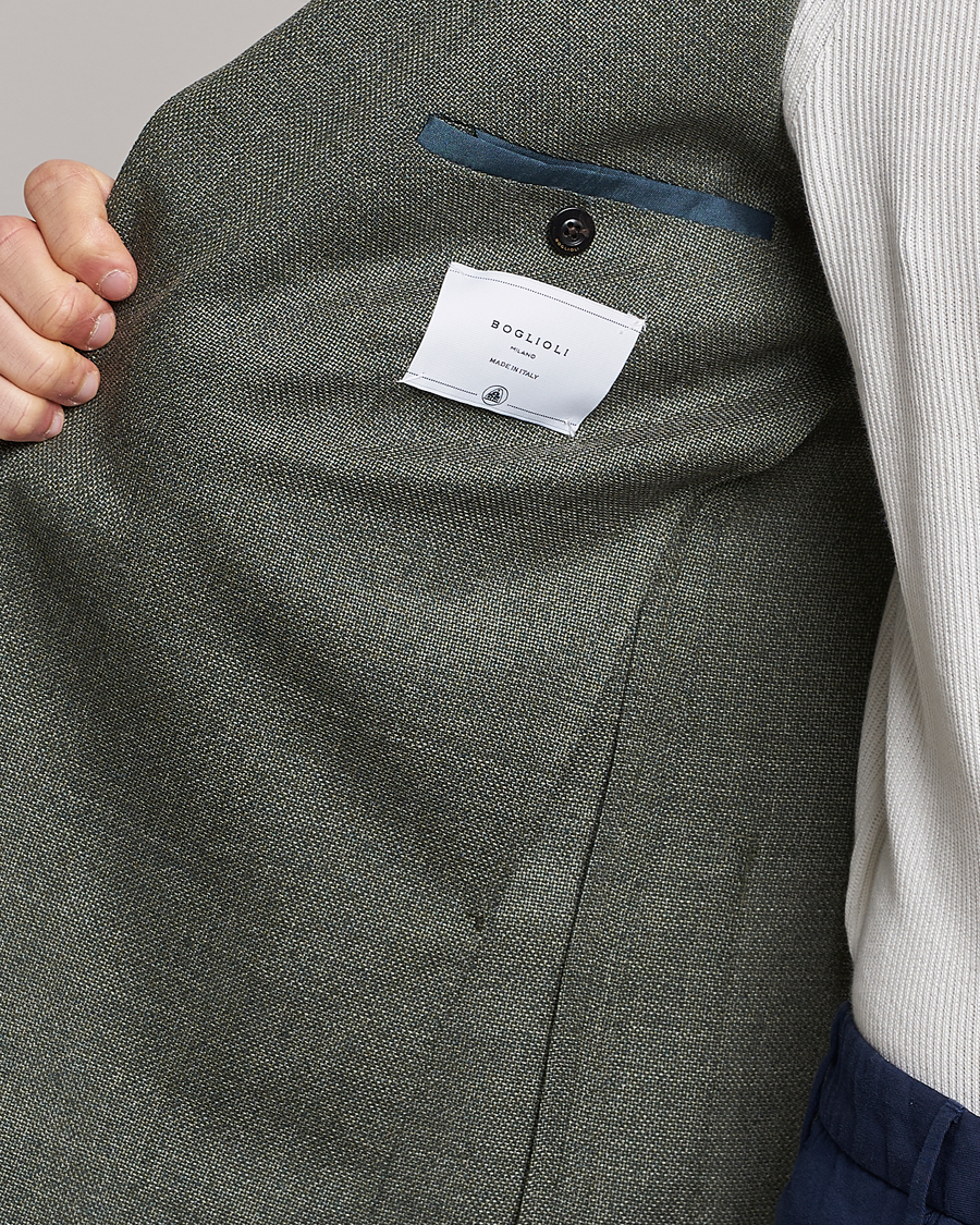Herr | Kavajer | Boglioli | K Jacket Wool Hopsack Blazer Sage Green