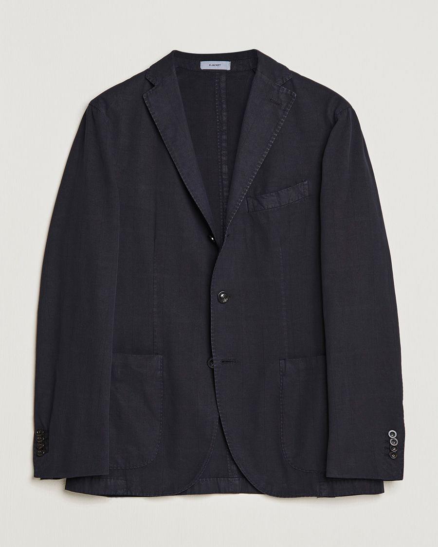 Herr | Kavajer | Boglioli | Cotton/Silk Prince Of Wales Check Blazer Navy