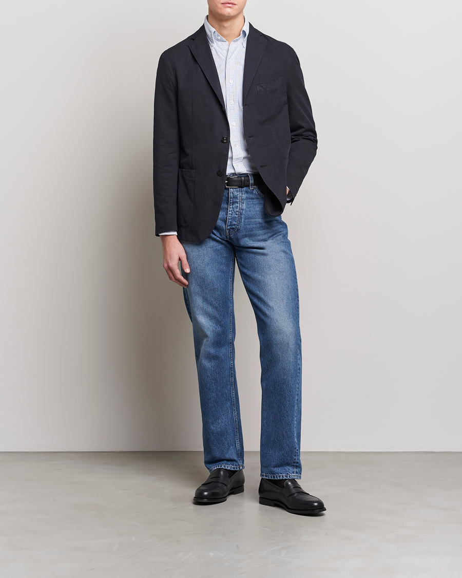 Herr | Kavajer | Boglioli | Cotton/Silk Prince Of Wales Check Blazer Navy