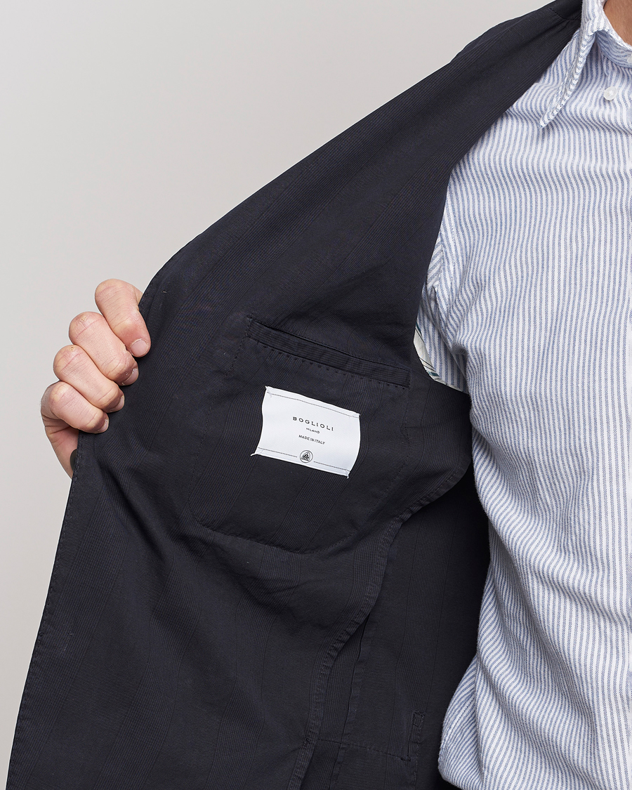 Herr | Kavajer | Boglioli | Cotton/Silk Prince Of Wales Check Blazer Navy