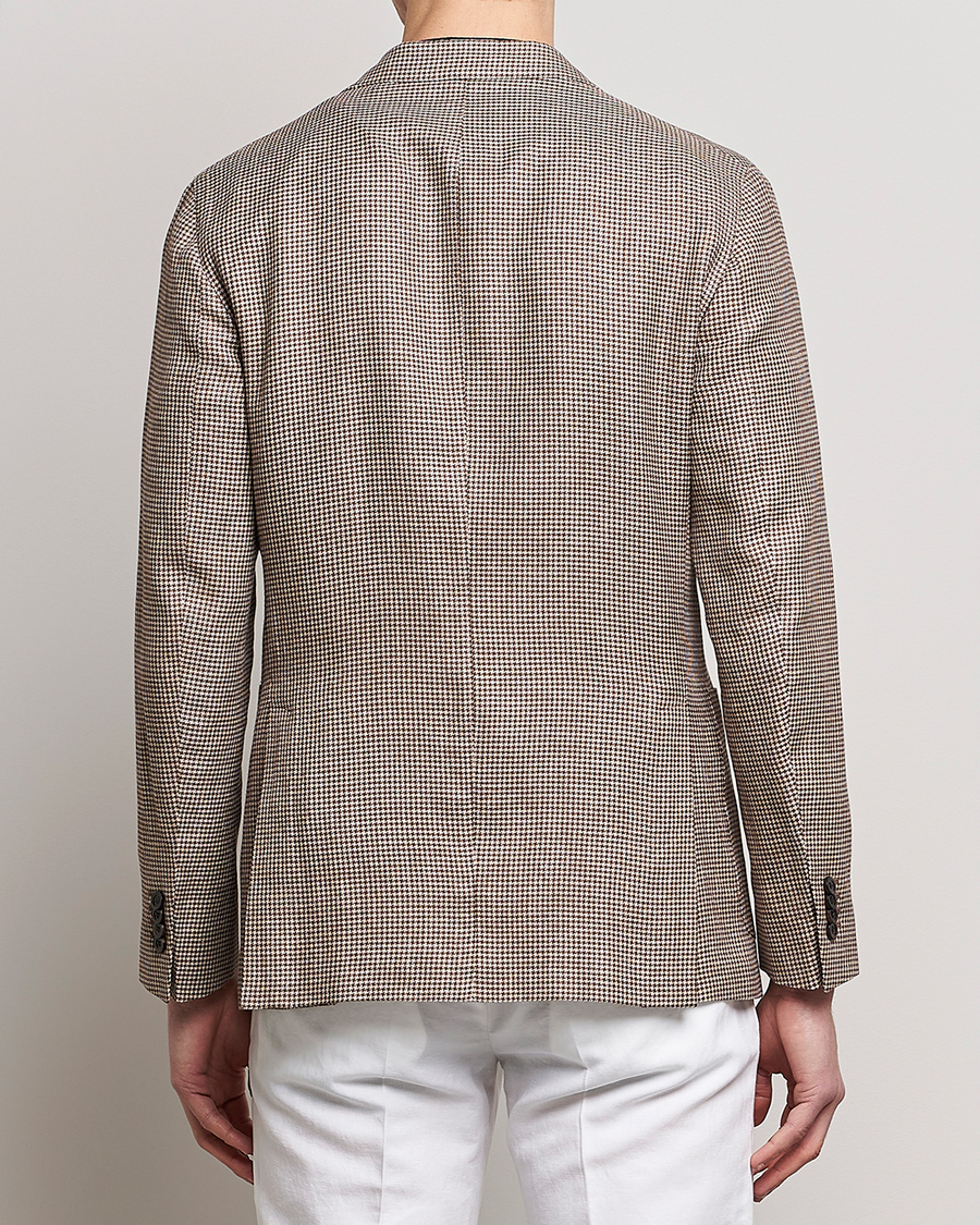 Herr | Kavajer | Boglioli | Wool/Linen Houndstooth Blazer Beige