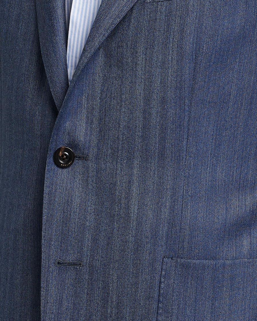 Herr | Kavajer | Boglioli | Wool/Silk Herringbone Blazer Dark Blue