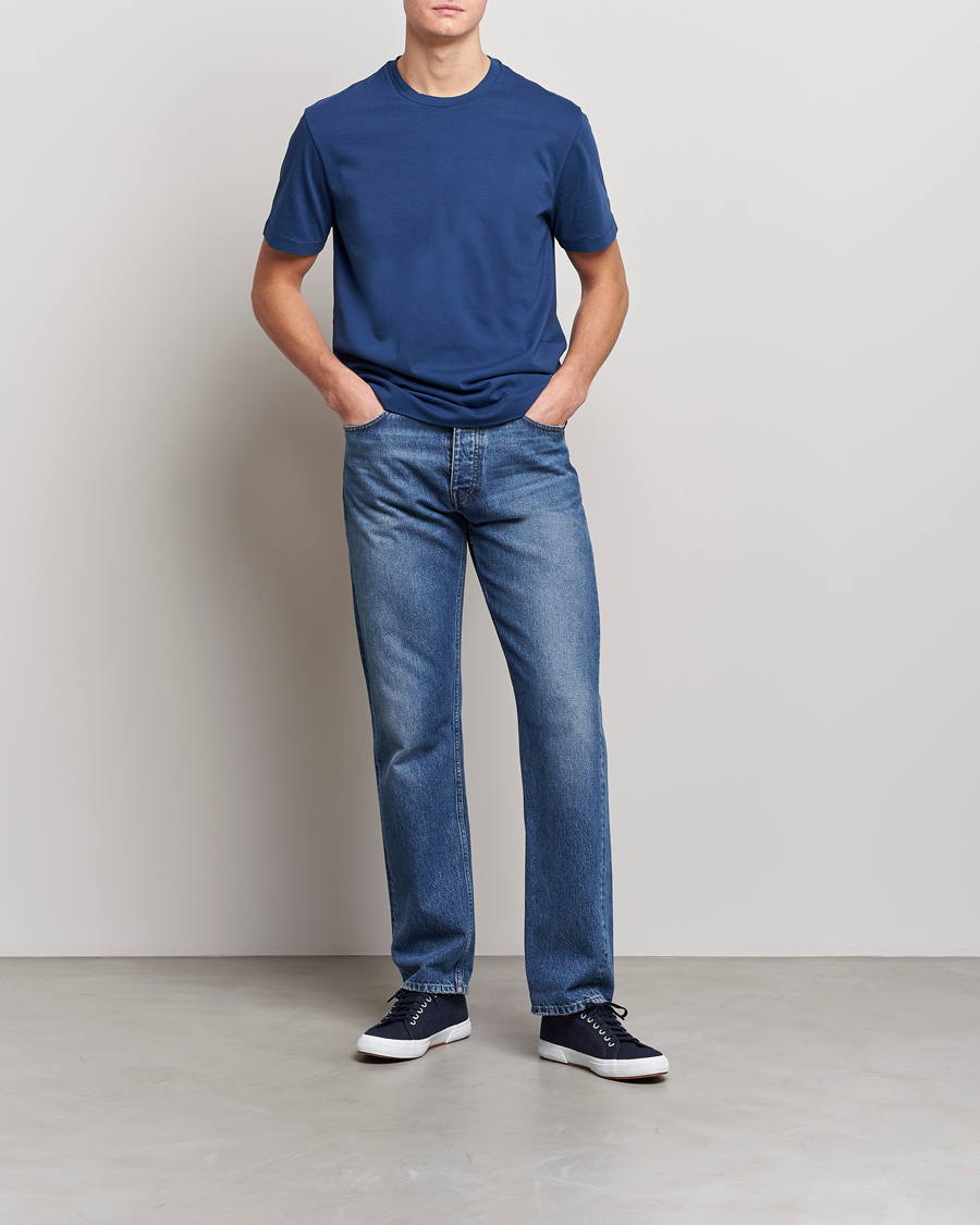 Herr | T-Shirts | Boglioli | Short Sleeve T-Shirt Washed Navy