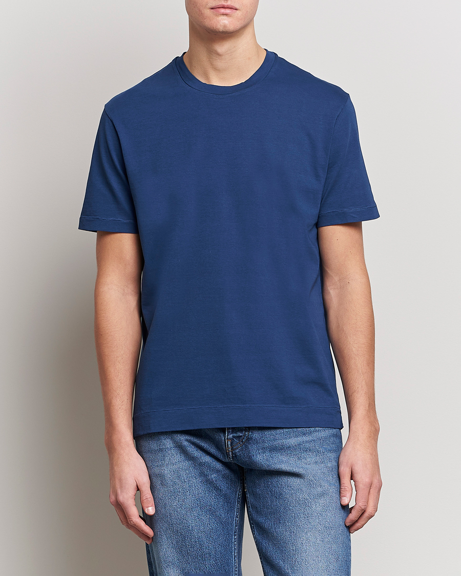Herr | T-Shirts | Boglioli | Short Sleeve T-Shirt Washed Navy
