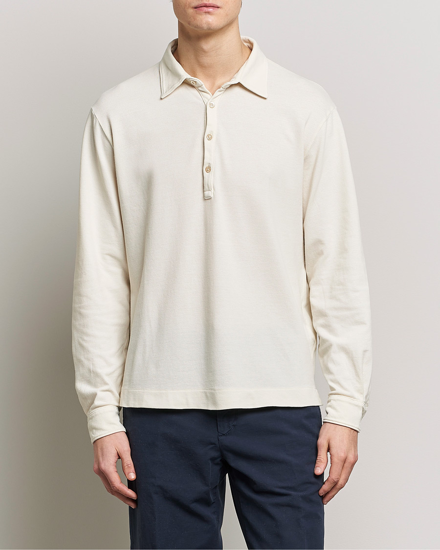 Herr | Långärmade pikéer | Boglioli | Long Sleeve Polo Beige