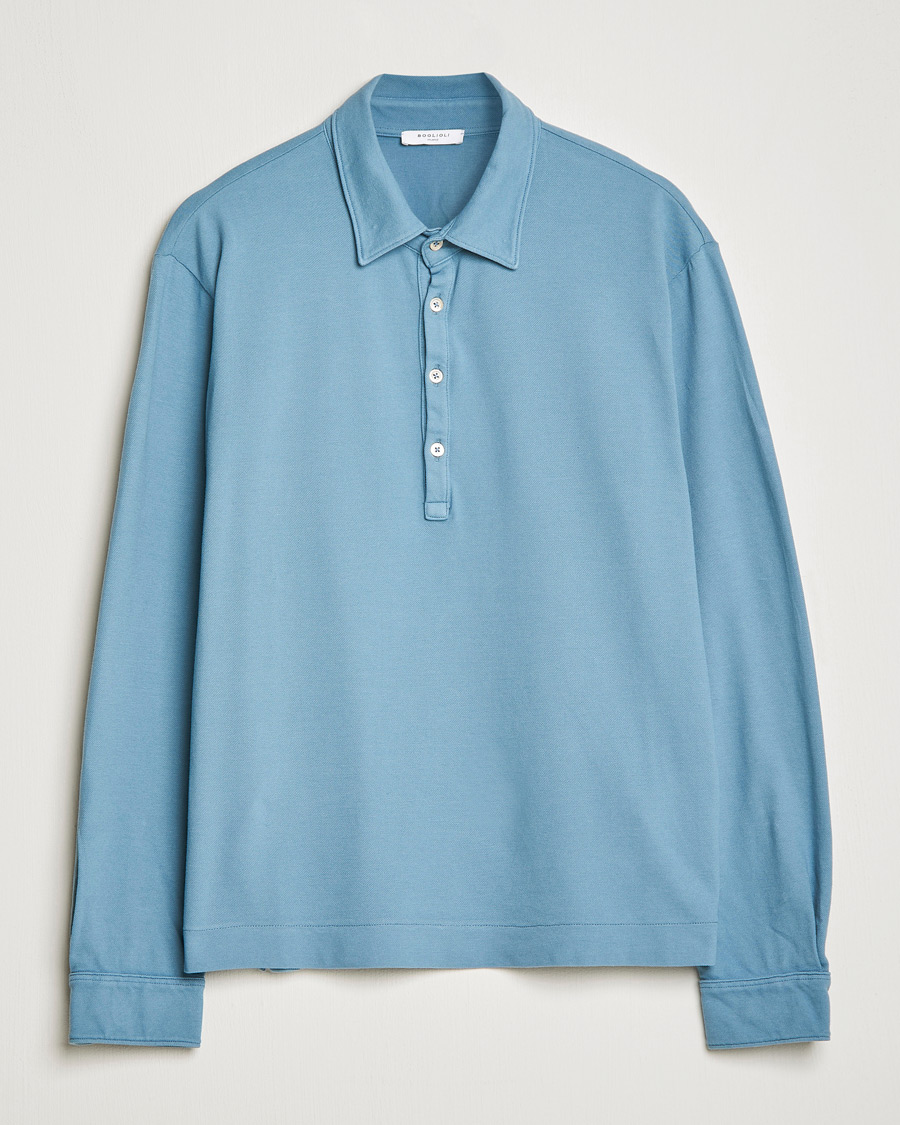 Herr | Tröjor | Boglioli | Long Sleeve Polo Light Blue