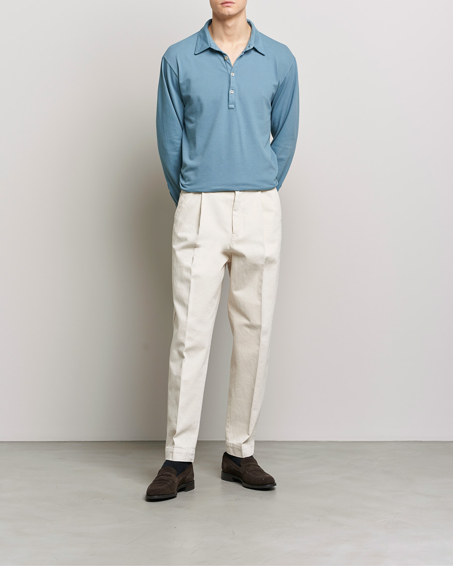 Herr | Tröjor | Boglioli | Long Sleeve Polo Light Blue